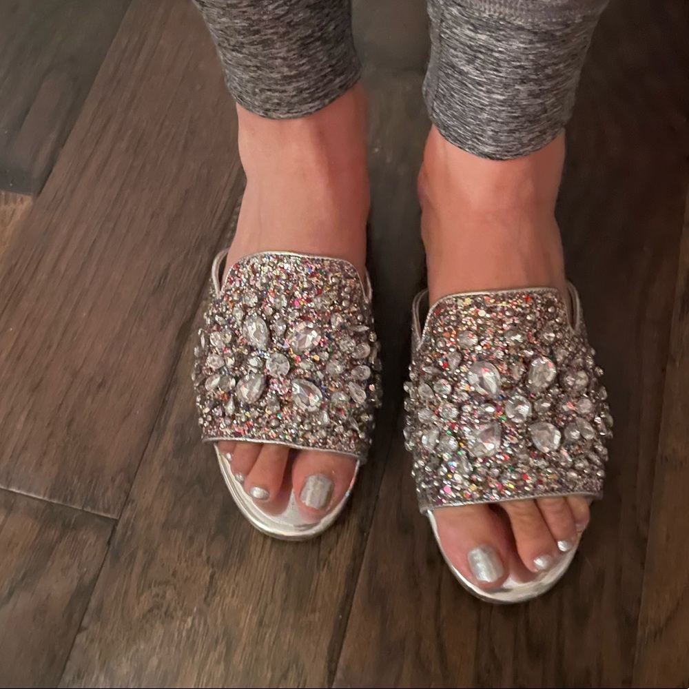 Forever 21 Glitter Rhinestone Sandal Flip Flop Size 8